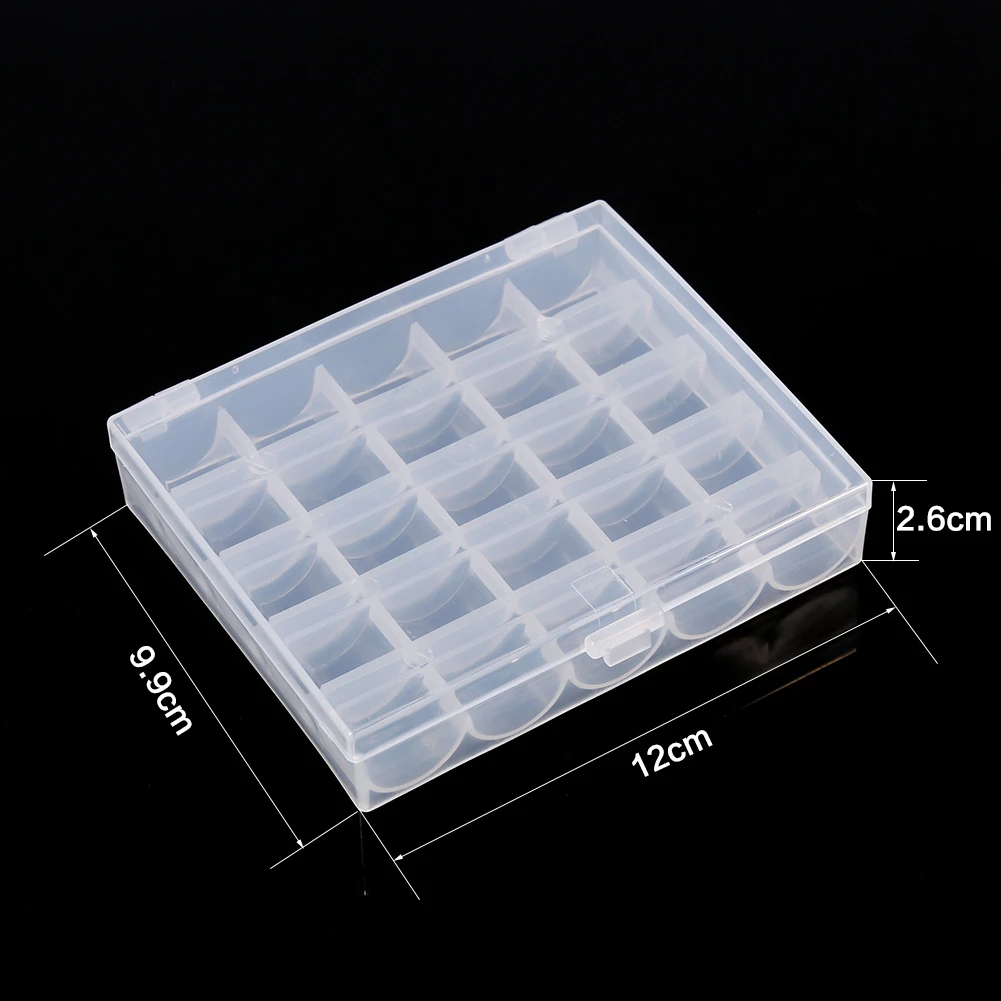 Bobbin Case Bobbin Container Plastic Empty Bobbins Case Sewing Machine Bobbin Organizer Storage Clear Box for 25 Spools