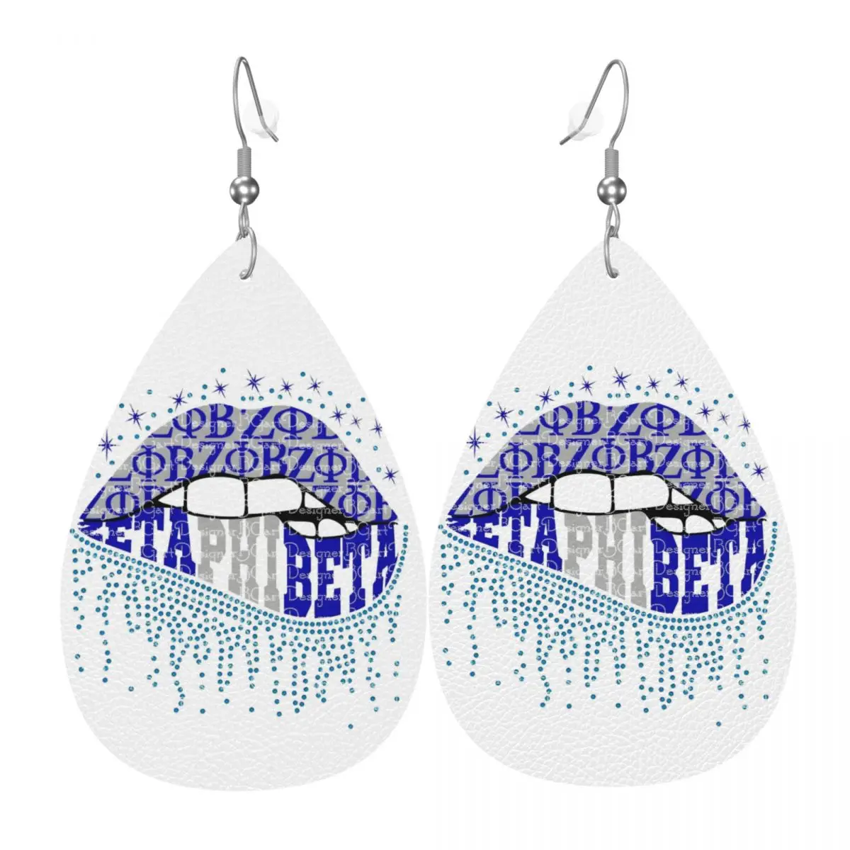 

Custom Drop Dangle Earrings Zeta Phi Beta ZOB Leather Teardrop Earrings PVC Leather for Gifts Dainty Jewelry