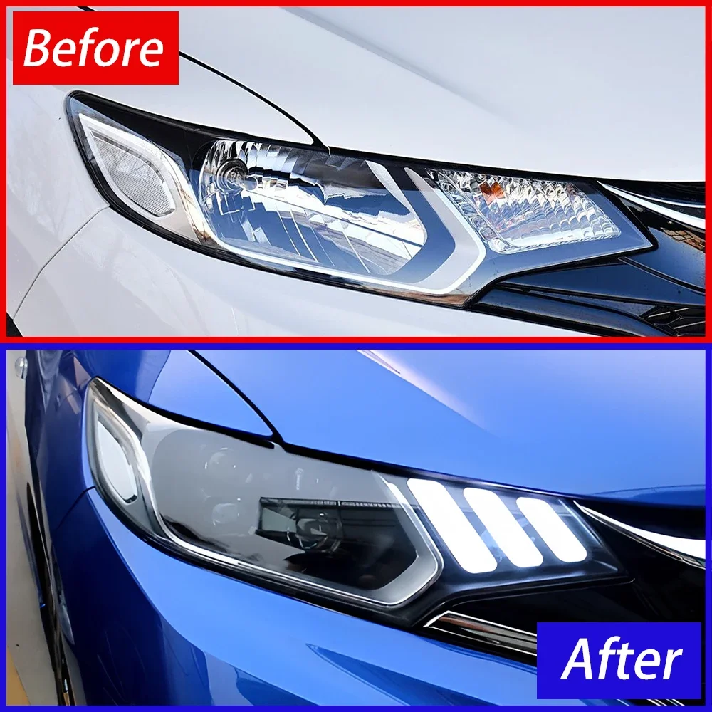 Car Front Lamps For Honda Fit GK5 2014-2020 LED Auto Headlights Assembly Upgrade Mustang style 4 Projector Lens Tool Accessories