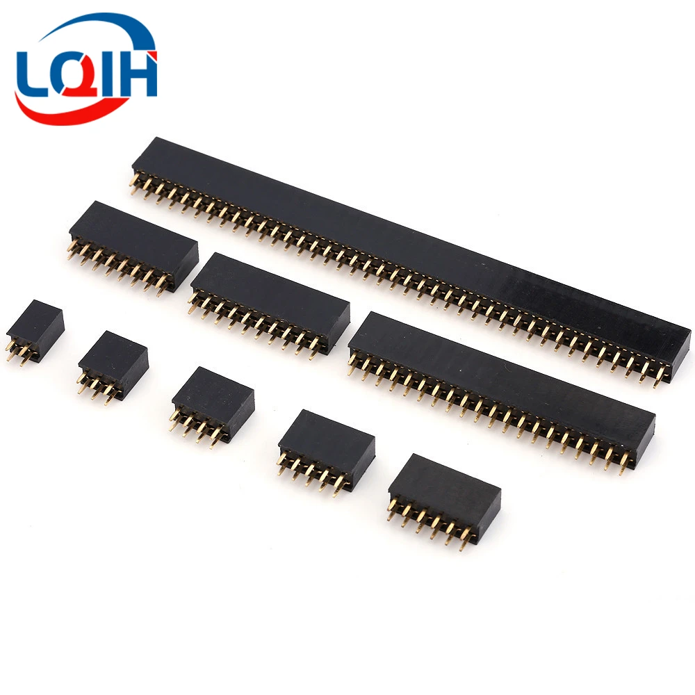 

2.54mm Double Row Female 2~40P Breakaway PCB Board Pin Header socket Connector Pinheader 2*2/3/4/6/10/12/16/20/40Pin For Arduino