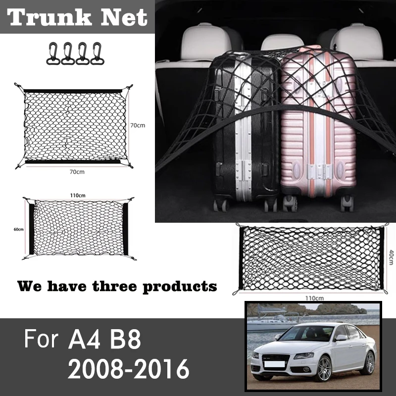 

Car Trunk Mesh Cargo Luggage Net For Audi A4 B8 8K 2008-2016 2010 Interior Parts Accessories Storage Bag Nylon Elastic Hanging