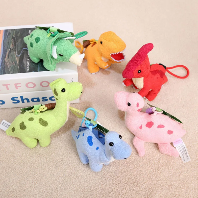 Cartoon Jurassic Dinosaurs Plush Keyring Simulation Tyrannosaurus Rex Plush Stuffed Toy Backpack Decor Pendant Keyring Kids Gift