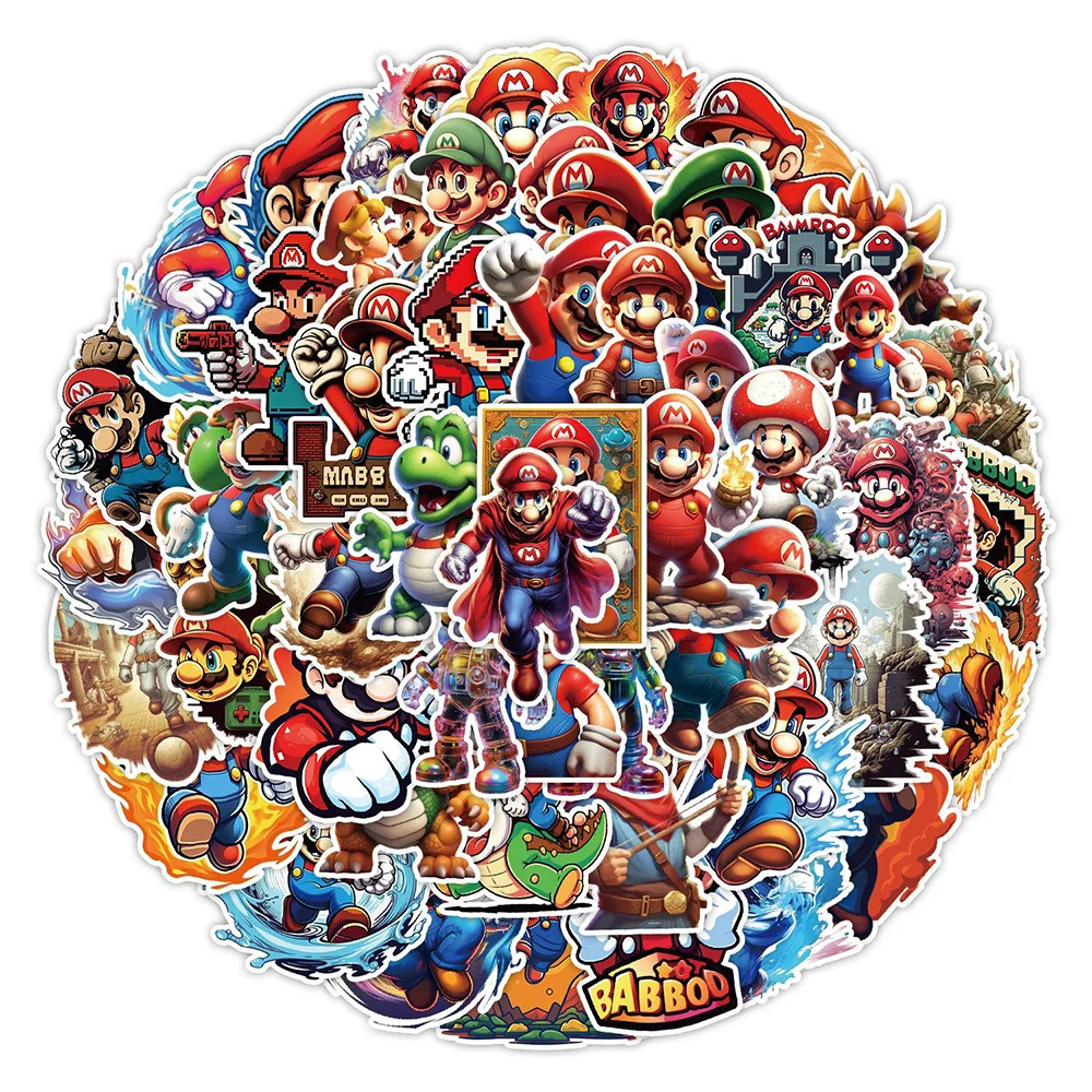 

10/30/50PCS Cool Game Mario Cartoon Stickers for Kids DIY Phone Laptop Stationery Car Waterproof Vintage Kids Anime Sticker Toys