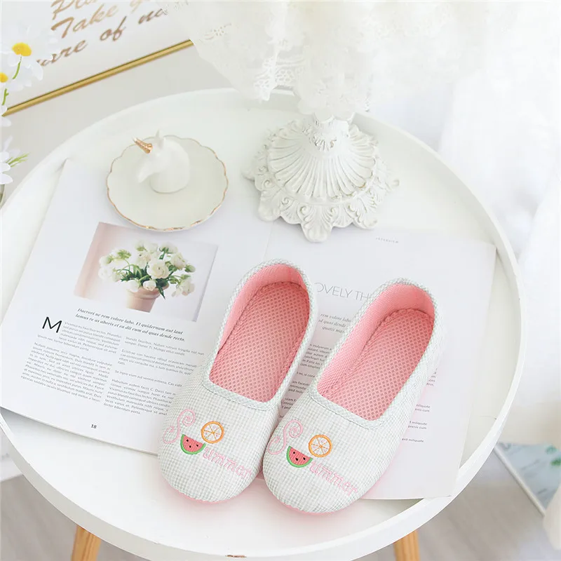 Pink Soft Cotton Fruits House Indoor Flats Watermelon Summer Slipper Slippers For Girl Women Cute Animal Girl Shoes At Home