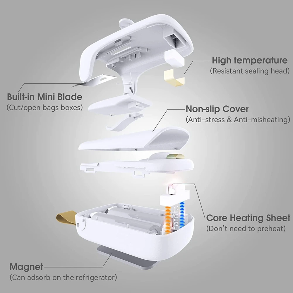 Mini Bag Sealer,Handheld Heat Vacuum Sealer, 2 in 1 Heat Sealer and Cutter with Lanyard, Portable Bag Resealer Machine
