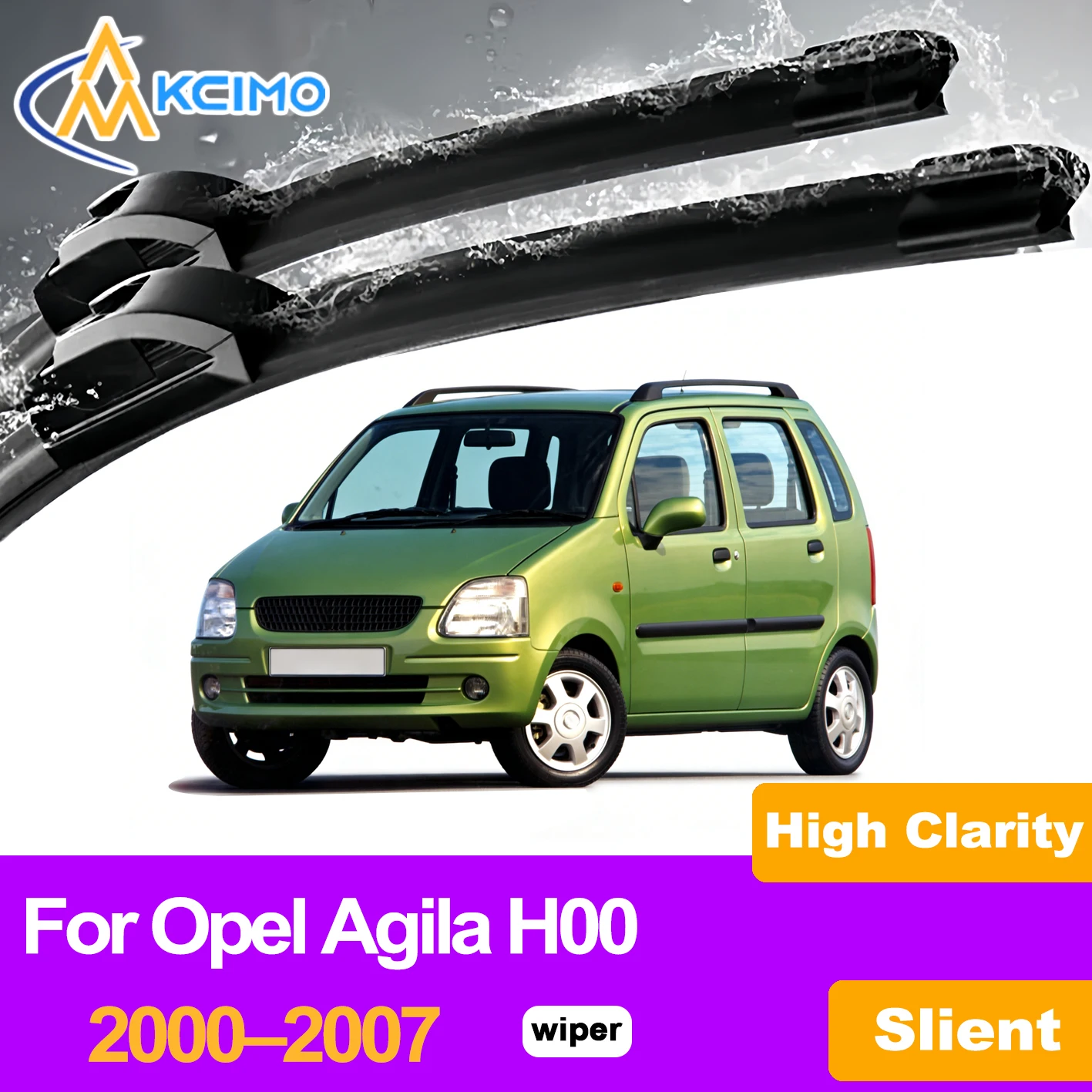 

KCIMO 2PCS Front Windshield Wiper Blades For Opel Agila H00 2000–2007,Clear Vision Auto Windshield Replacement Parts