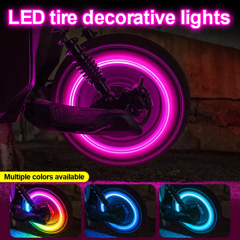 2/4Pcs Car Motorcycle Bicycle Tire Valve Caps Light LED Neon Flash Lamp Waterproof Tyre Universal Wheel Lights Car Accessories