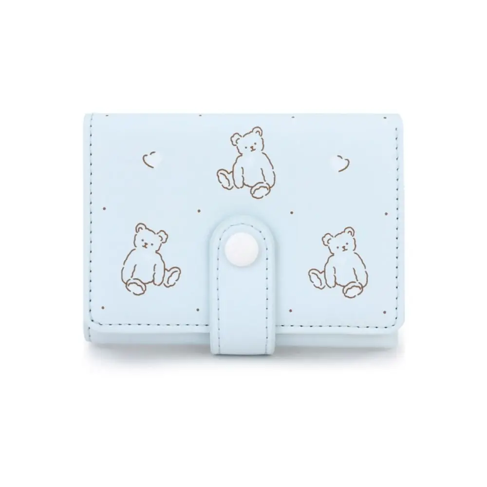 Creative Bear Three-fold Wallet Korean Style Solid Color Short Wallet Card Holder Multi Card Slots Women Coin Purse Outdoor