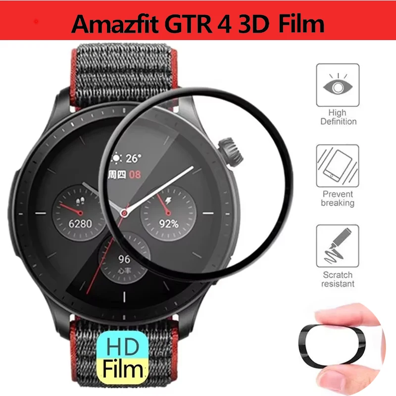 Screen Protector Not Glass For Amazfit GTR 4 Smart Watch Anti-Scratch 3D Curved  Film For Huami Amazfit GTR 4 Film Accessories