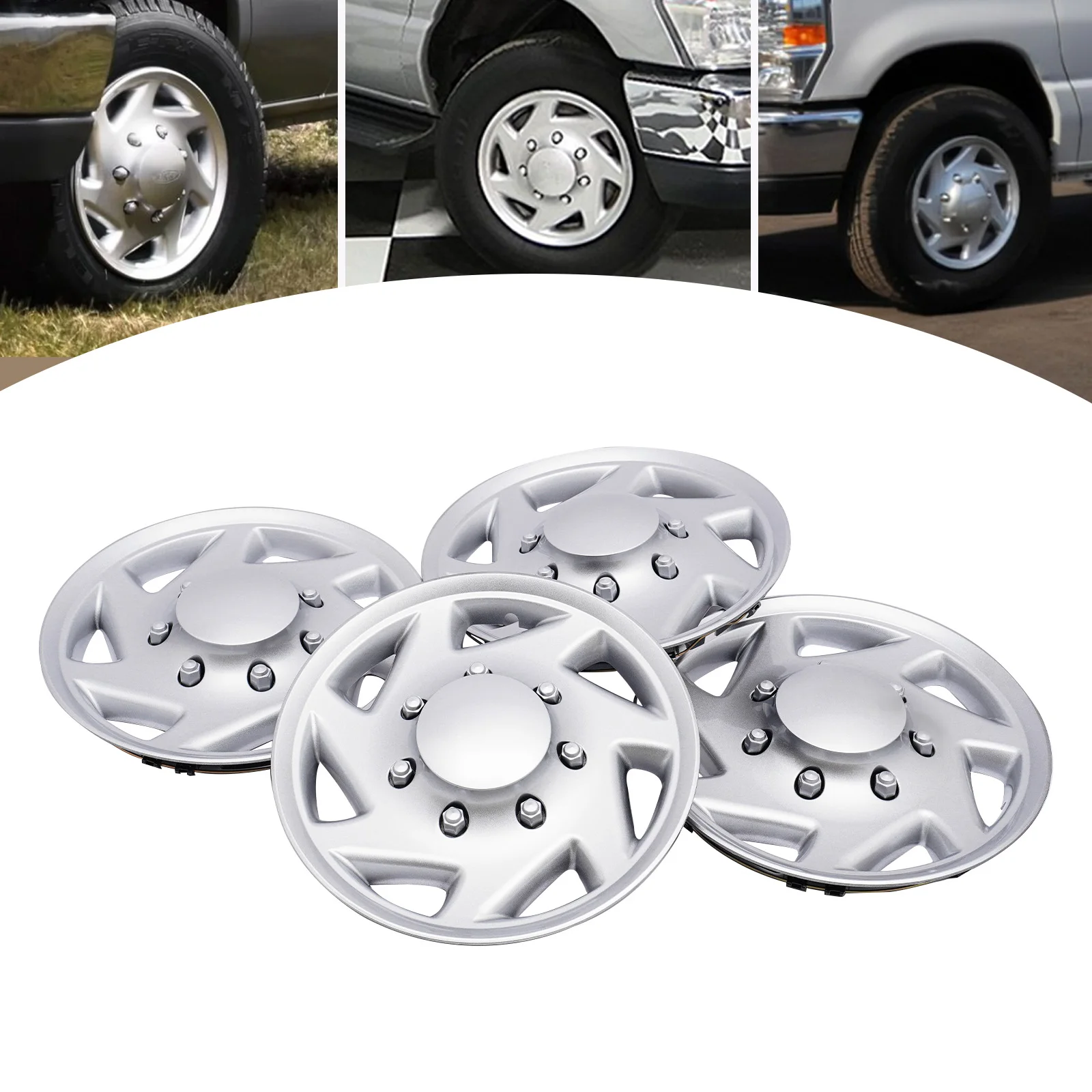 

4 PCS Hub Caps Ford E250 E350 E450 Econoline Van Full Wheel Covers Rim Simulators Wheel Covers Hub Caps