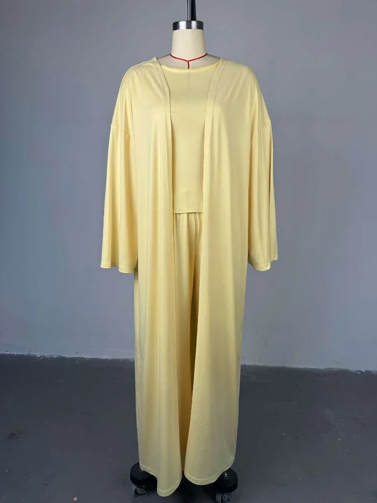 

Comfortable and versatile women's clothing 2025 summer new casual long cardigan long sleeved top high waisted pants fashion set