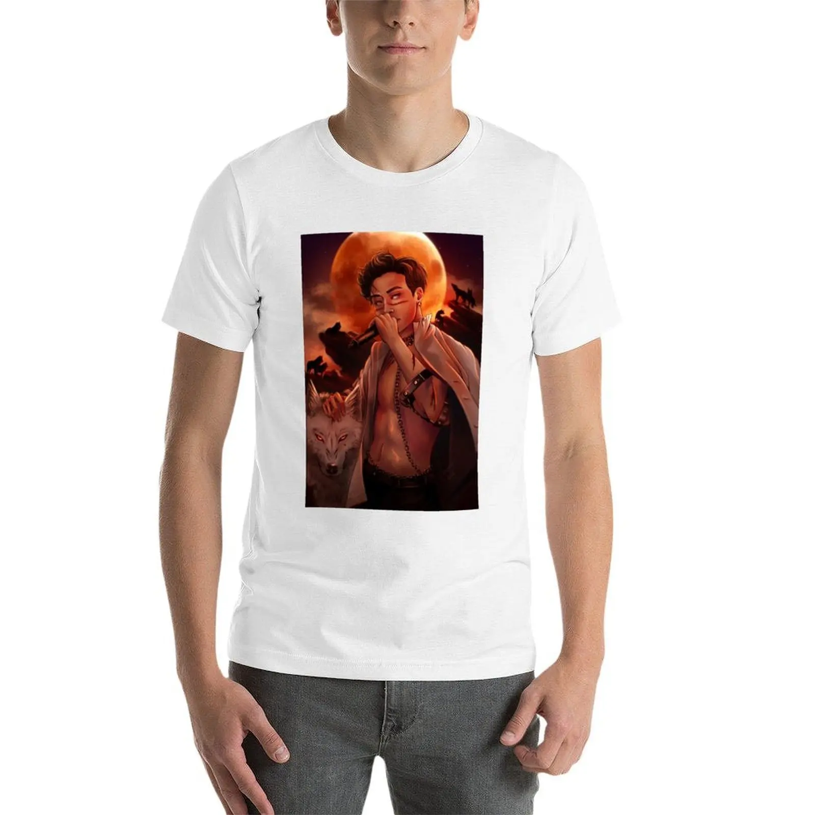 We howl in harmony- Bangchan T-Shirt men t shirt cotton 100% t shirts for man pack white t shirt man