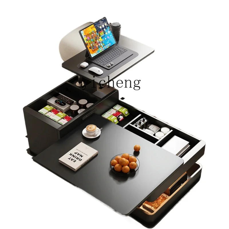 Xl Multi-Functional Coffee Table Dual-Use Lifting and Foldable Removable Stone Plate Coffee Table Double Layer