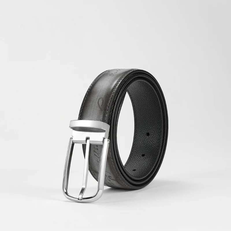 DIMY 2025 men's leather belt, stainless steel high-end luxury pants belt, handmade retro belt, men's style