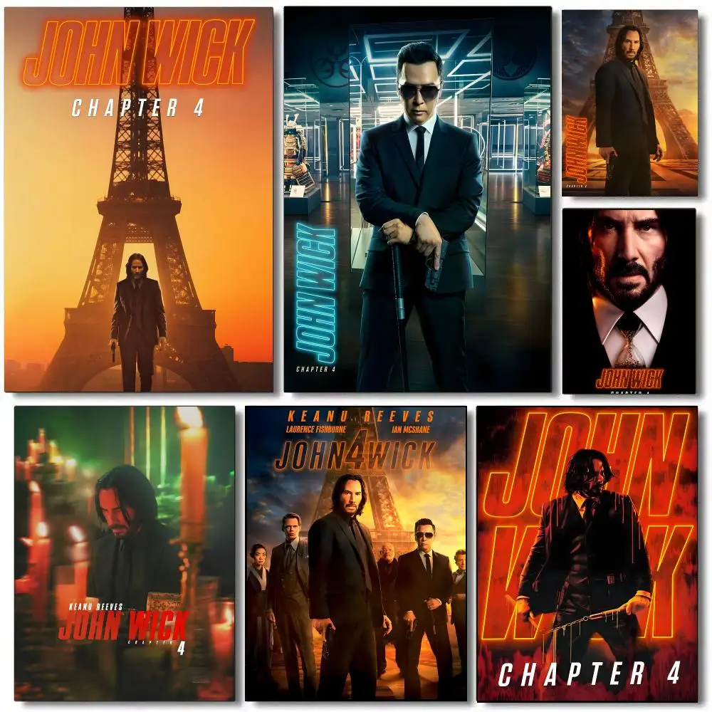 Movie J-John Wick Chapter 4 Poster Painting Prints Wall Art Picture Film Room Home Bar Cafe Decor Home Mural