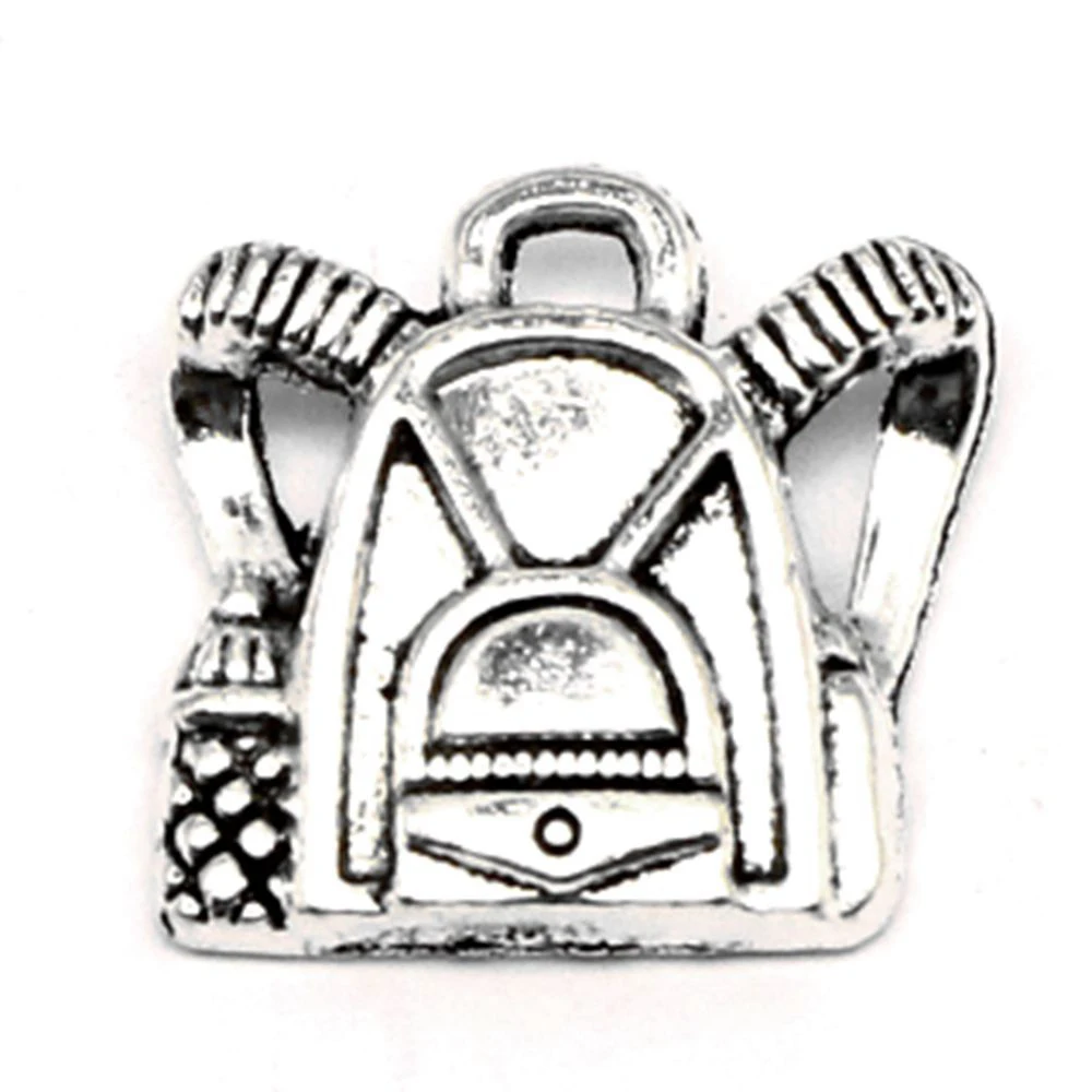 10pcs 16x16mm School Bag Charms Pendant Necklac Craft Party Jewelry Antique Silver Color