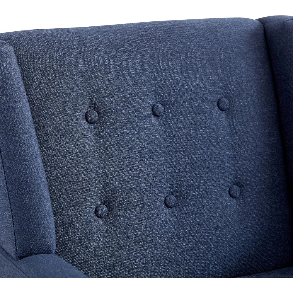 Стул с льняной обивкой и пуговицами для гостиной и спальни, современный диван-кресло середины века