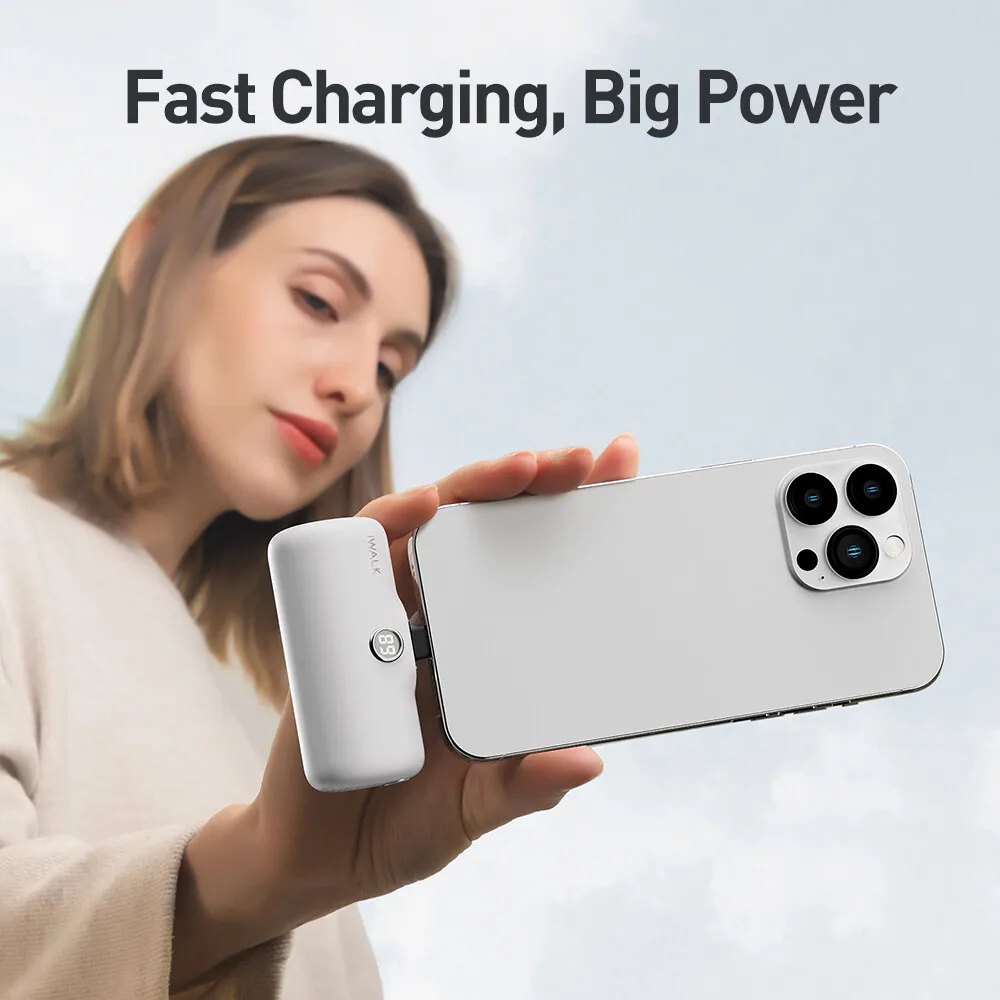 iwalk capsule power bank 20W fast charging mini portable emergency power supply suitable for iPhone Type-C Lightning