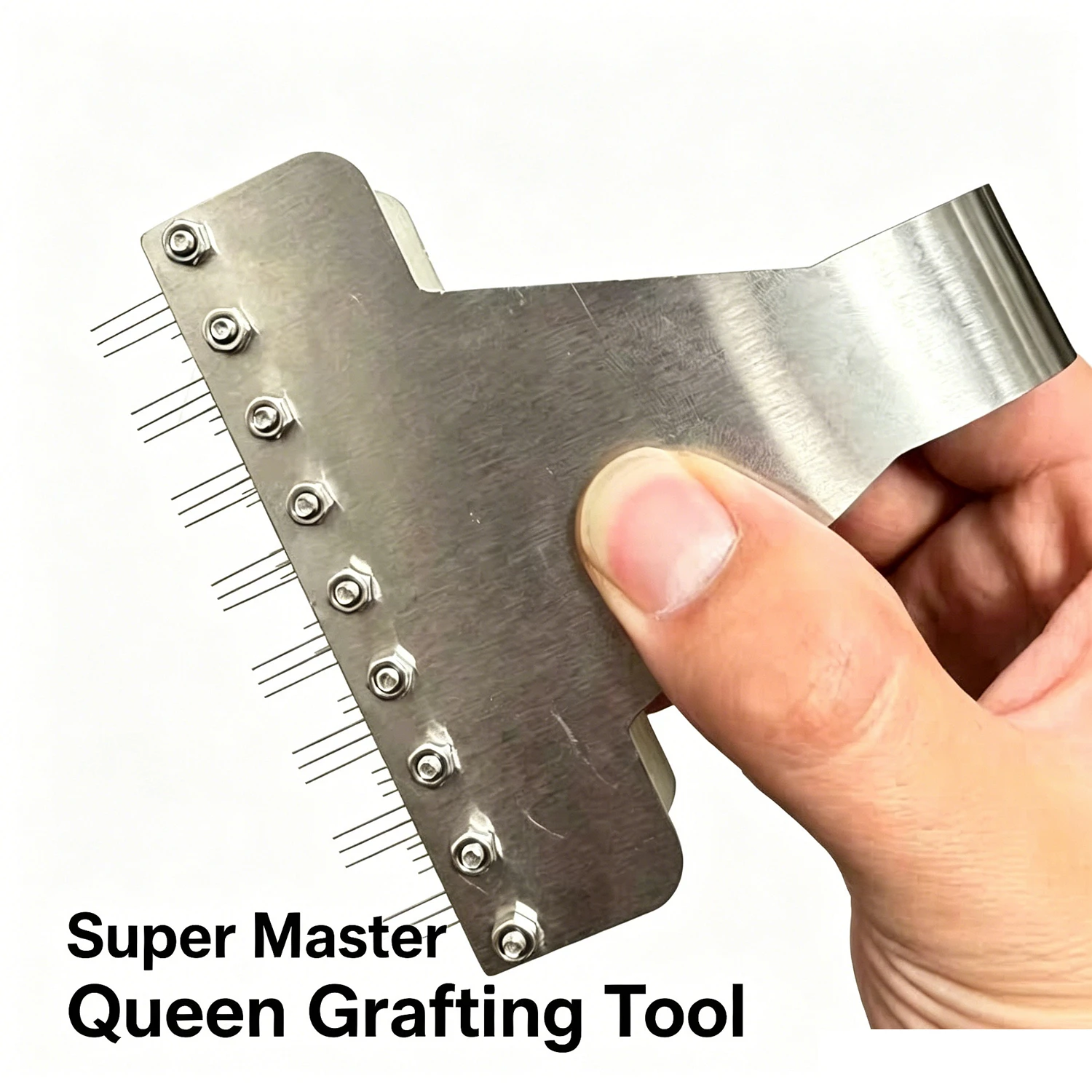 Super Master Queen Grafting Tool Stainless Steel 8-Row Bee Larva Grafting Needle Ergonomic Beekeeping Tool for Queen Rearing