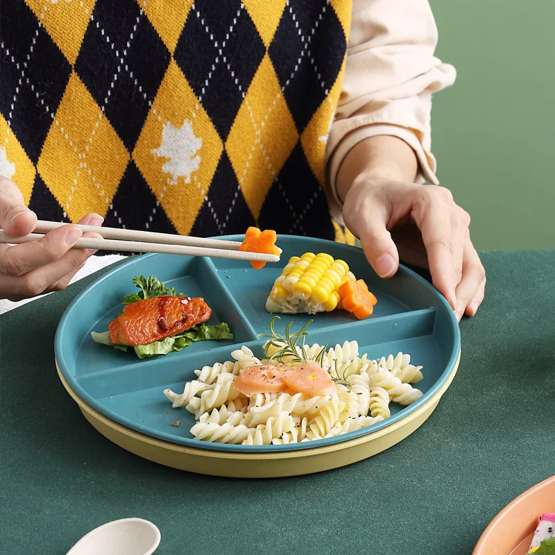 

Divided Grid Fat Reduction Dinner Plate, Weight Loss Quantitative Plate, Household Three Grid Divided Plate, One Person Eating B
