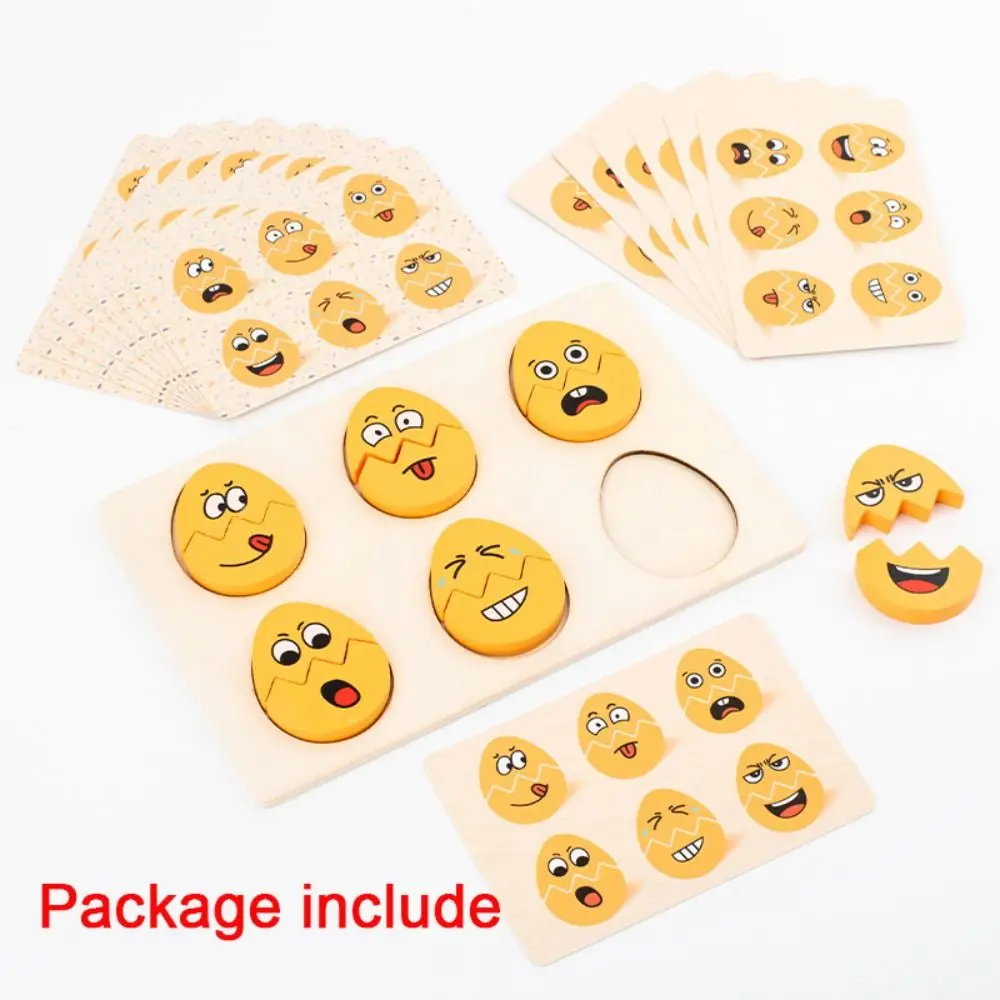 Early Childhood Education Kids Emotion Puzzles Puzzle Game Wooden Expression Matching Board Face Changing Puzzle