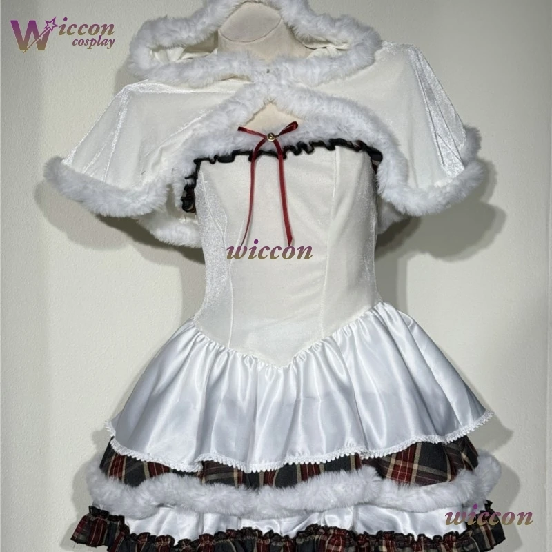 OHaYo/ لوليتا جيراي كي عبر الحدود عيد الميلاد المرأة النقية مغرية المخملية فستان بدون حمالات السنة الجديدة فستان الشتاء كيب مثير الزي #6