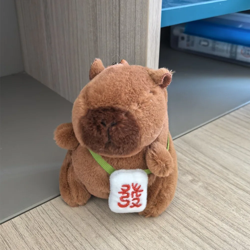 Mainan lucu gantungan kunci Capybara mewah multi Warna boneka binatang berbulu lembut kartun Capybara tutup kepala boneka Capybara