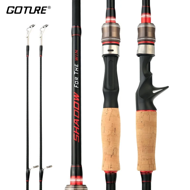 Goture SHADOW Cork Handle Rod Spinning Casting Carbon Fiber Fishing Rod M+ML Double Tips Lure Rod 4-28g for Saltwater Freshwater