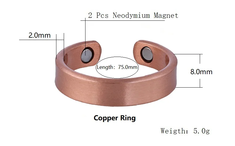 Set Armbänder und Ringe aus reinem Kupfer, schlichte Manschetten-Magnetarmreifen für Damen und Herren, Arthritis, Gesundheit, massiver Kupferschmuck – Detail 9