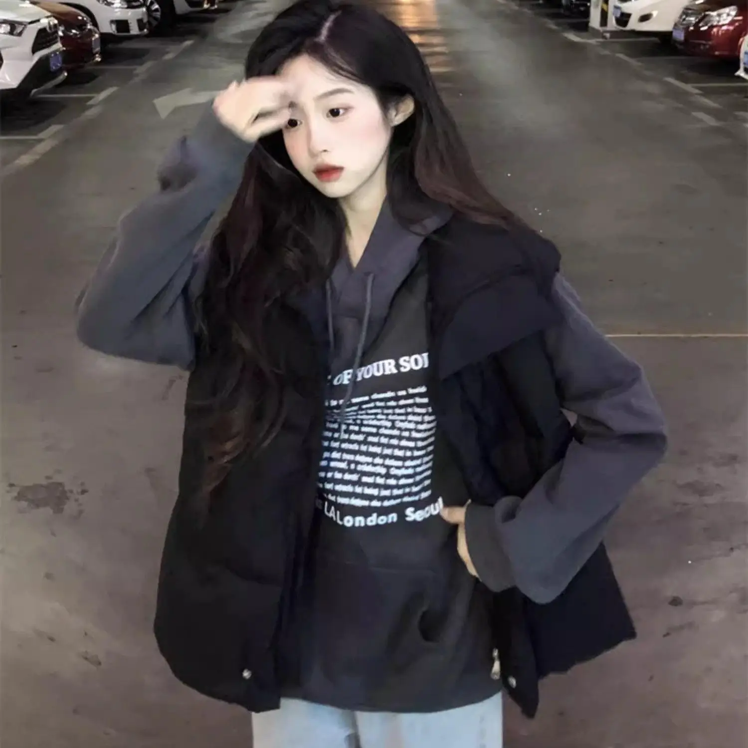 

2025 Autumn Winter ex Cotton Vest Faionable Brand Cold Proof Layering Large Size Jaet Long Sle Stand Collar