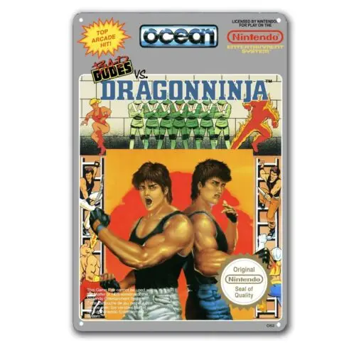 1g,Bad Dudes Vs Dragon Nes Video Game Metal Poster Tin Sign 20*30cm