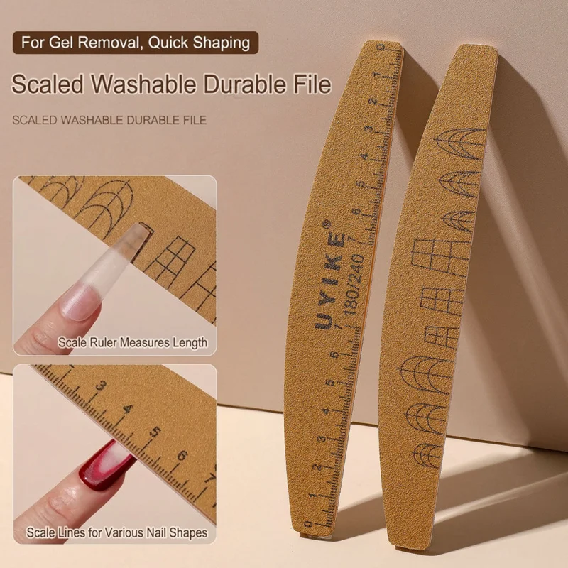 

1 шт. моющаяся пилка для ногтей с разметкой 100/180/240 грит, двусторонняя, для удаления гель-лака, инструмент для педикюра и маникюра