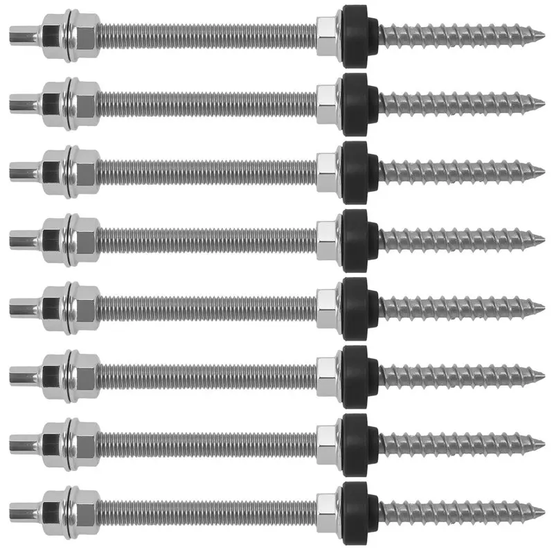AEE6-Silver Hanger Bolts M10 X 200 Mm, Pre-Assembled, V2A, Height-Adjustable, For Photovoltaic Solar Mounting Roofs, 8 Pack