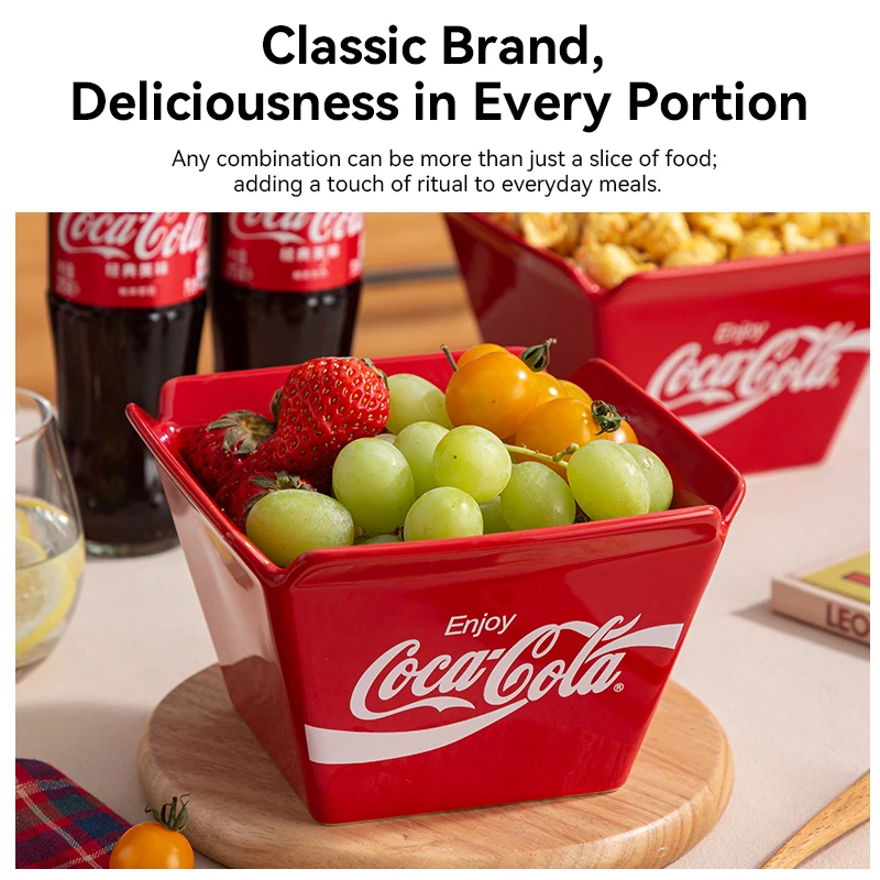 Coca Cola Ceramic Bowl Fruit Bowl Cafe Snack Basket Popcorn French Chips Bowl Microwave Safe for Tableware Christmas Gift view 3