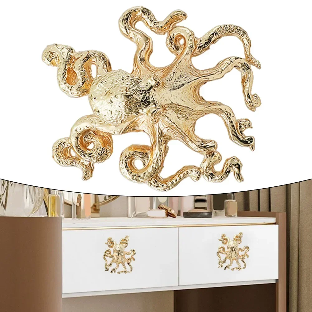 Brass Octopus Drawe Wardrobe Brass Single Hole Handle Kitchen Cabinet Handles Accessories Antique Tea Set Craft Home Decoration