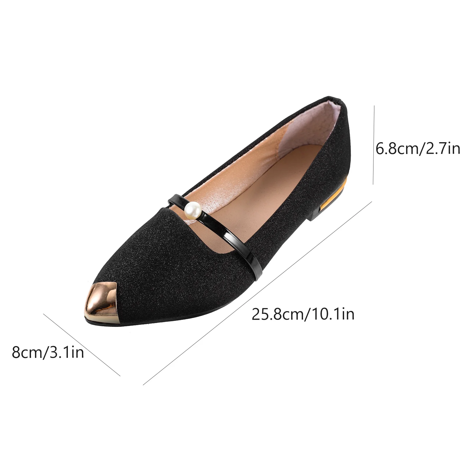 1 paio di scarpe nude piatte impreziosite di perle, eleganti scarpe singole da donna comode e comode per appuntamenti di lavoro per feste di matrimonio