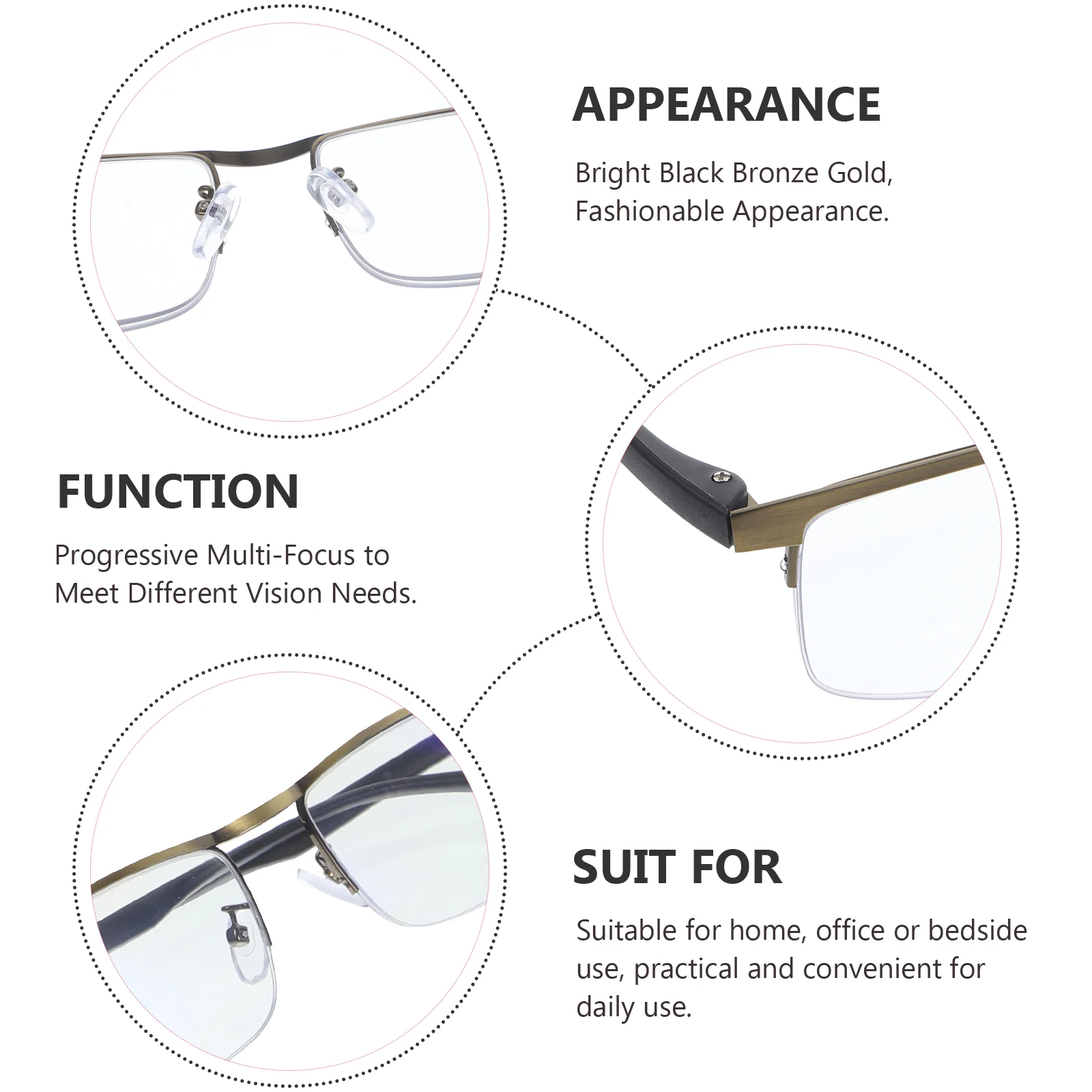 Lunettes de lecture automatique pour hommes âgés, 2 pièces, presbytes, loupe de lecteur progressivement professionnelle