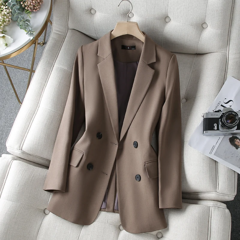 

2023 Women Double Breasted Blazer Office Lady Loose Classic Coat Suit Jacket Female Chic Outwear Outfits Femme Outerwear Chic