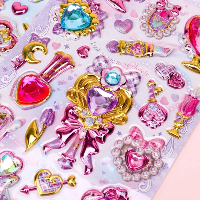 1Pc かわいい女の子宝石マジックスティック 3D レリーフクリスタルステッカーかわいい子供のおもちゃのギフト携帯電話ケースタブレット DIY アクリルダイヤモンドパッチ