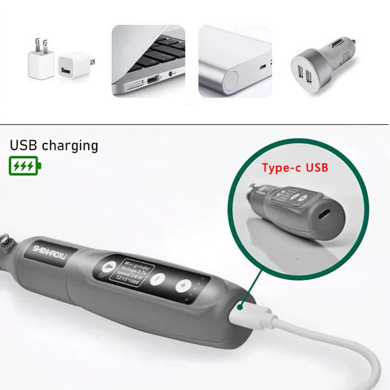 Electric Cordless Drill Power Tools 3.6V Grinder Grinding Accessories Set 5-Speed Adjustable Wireless Engraving Pen Led Light