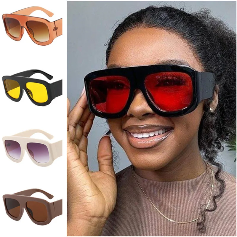 

Fashion Sunglasses Unisex Sun Glasses Anti-UV Spectacles Oversize Frame Eyeglasses Square Google Wide Temples Ornamental