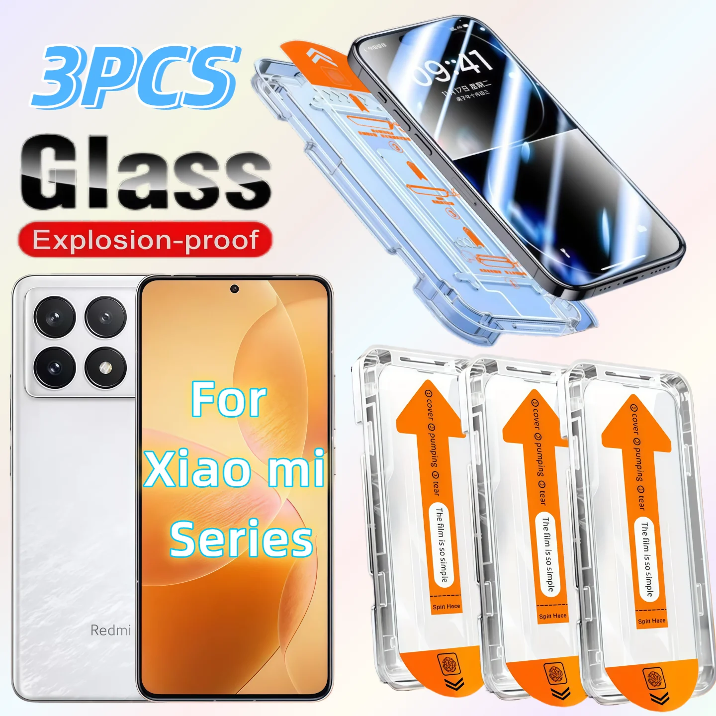 3-teiliges Set HD-Displayschutzfolien aus gehärtetem Glas für Redmi K20 Pro/K30i/K40 Pro/K40S/K50 Pro/K60E/K70E/K80 Ultra – 3er-Pack