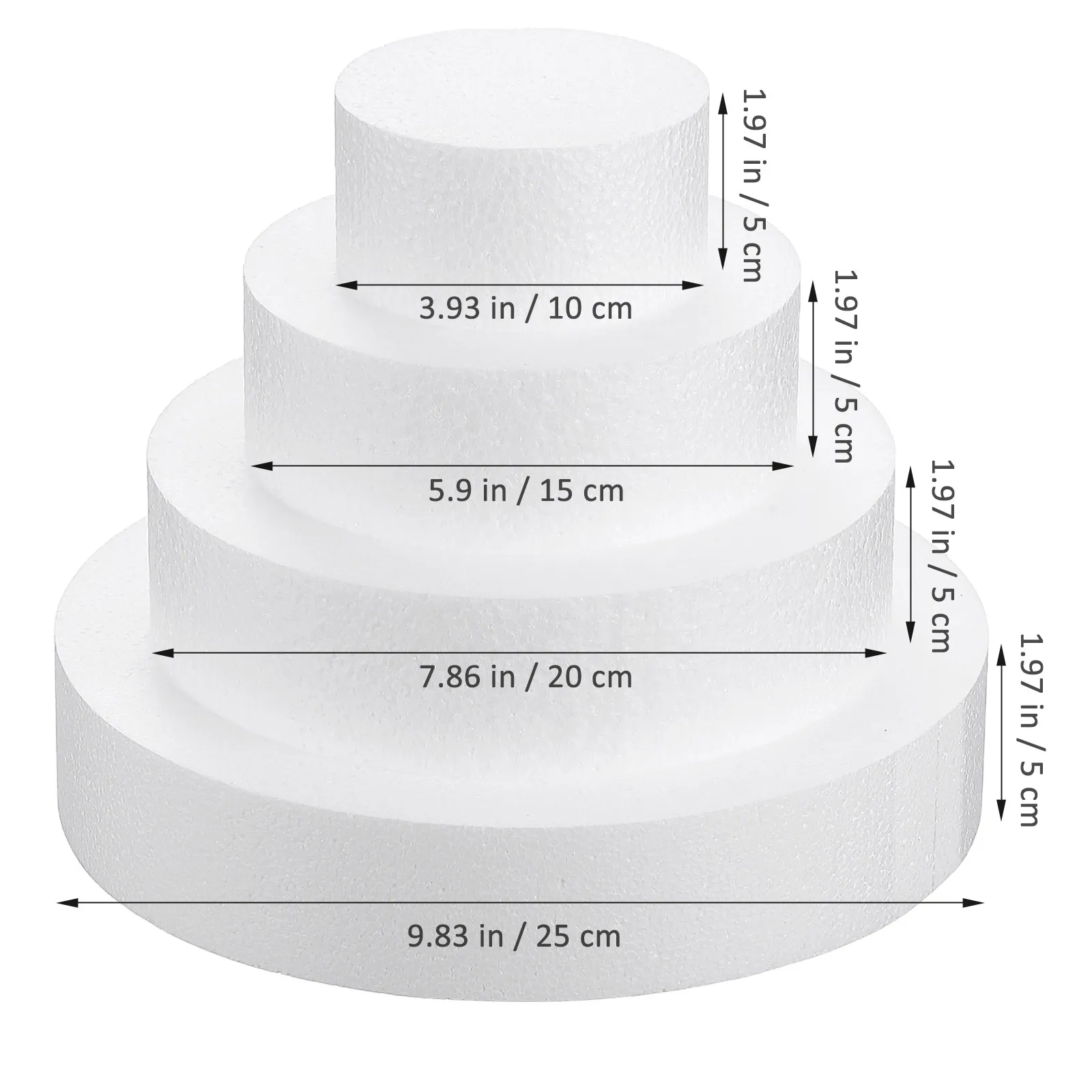 4Pcs Cake Dummy Foam Practice Bakery Display Decorating Fake Foam Cake Props for Decorating and Baking Training