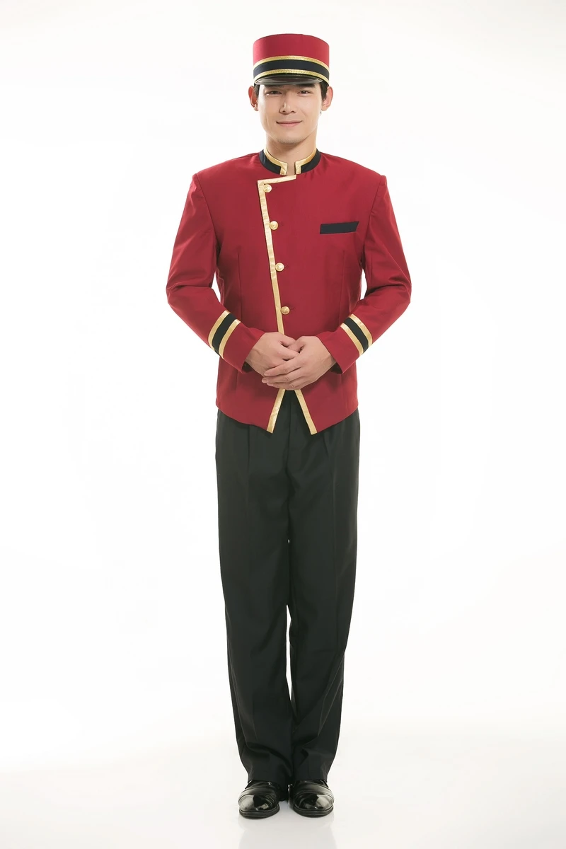 red uniform for men hotel reception uniform for men hotel receptionist hotel waiter clothes