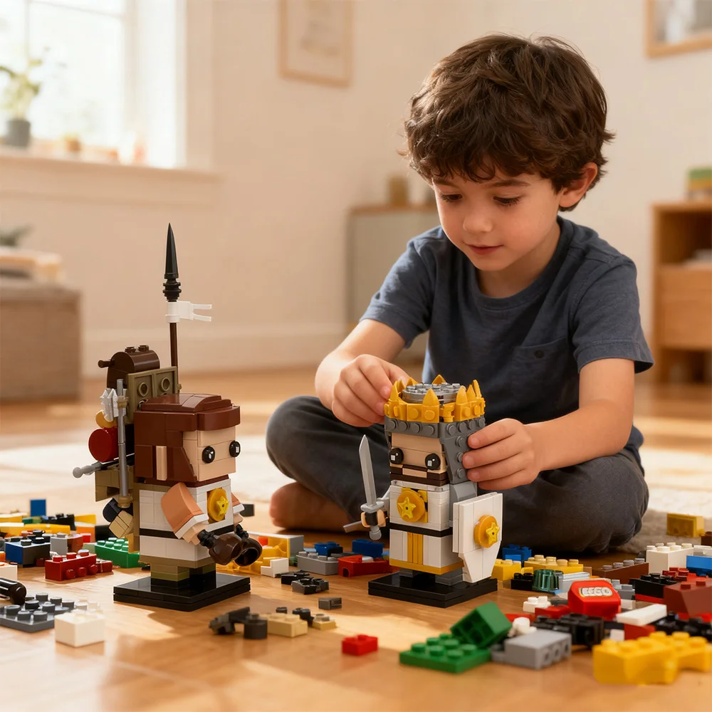 ตัวต่อ MOC Montys Pythons Brickheads ชุดตัวต่อแนวผจญภัยตลกสไตล์อังกฤษ ตัวต่อ Kingeds Arthur/Patsy ของเล่นประกอบเอง ของขวัญสำหรับเด็ก