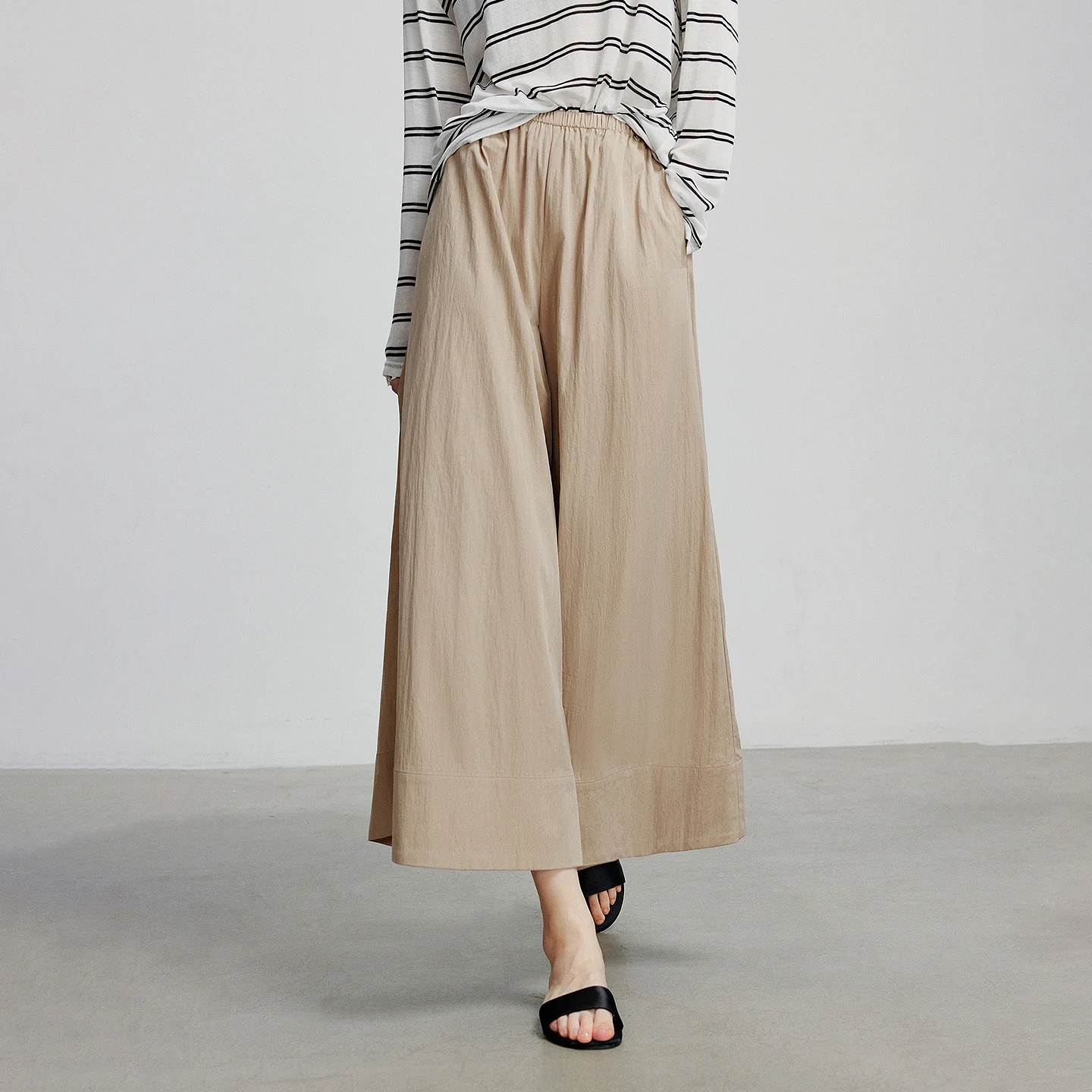 TOYOUTH Women Pants 2026 Summer New Lazy Yamamoto Pants Japanese Elastic Waist Loose Drape Wide Leg Nine Points Pants