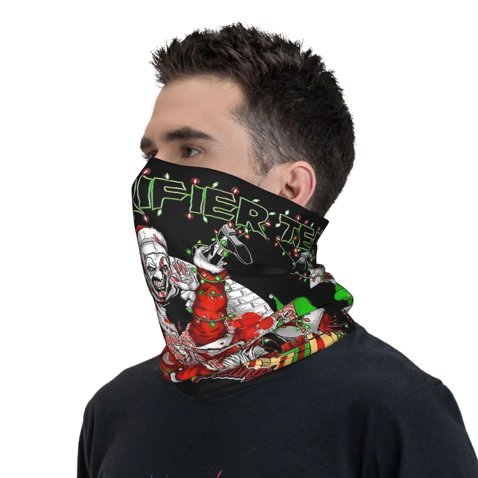 Custom Horror T-Terrifiers Halloween  Neck Gaiter Women Men UV Protection Winter Movie Bandana Scarf for Cycling