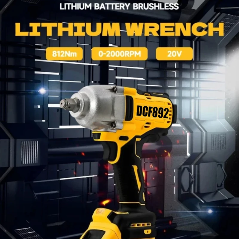 Llave eléctrica sin escobillas DCF892, controlador de impacto inalámbrico de 1/2 pulgadas, 812N.m, herramientas de reparación de automóviles de alto par, compatible con batería Dewalt