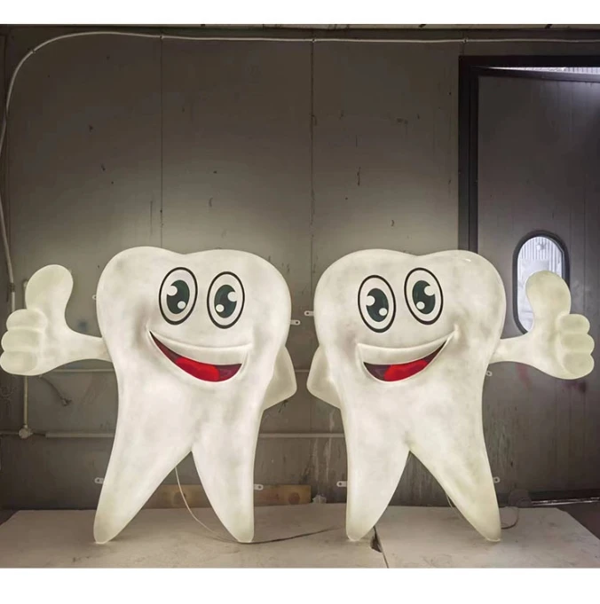Simulated Teeth Large Fiberglass Transparent Dental Door Decor Sculpture Product Customized Size & Color