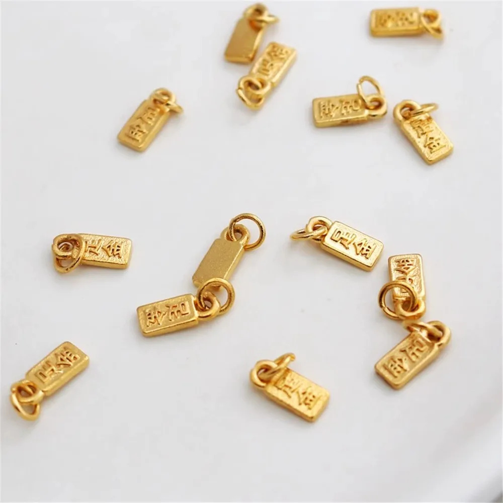 

18K Vacuum Blasting Gold Small Tag, Sand Gold, 3.5x8.5mm, Bracelet Pendant Accessories, DIY Jewelry